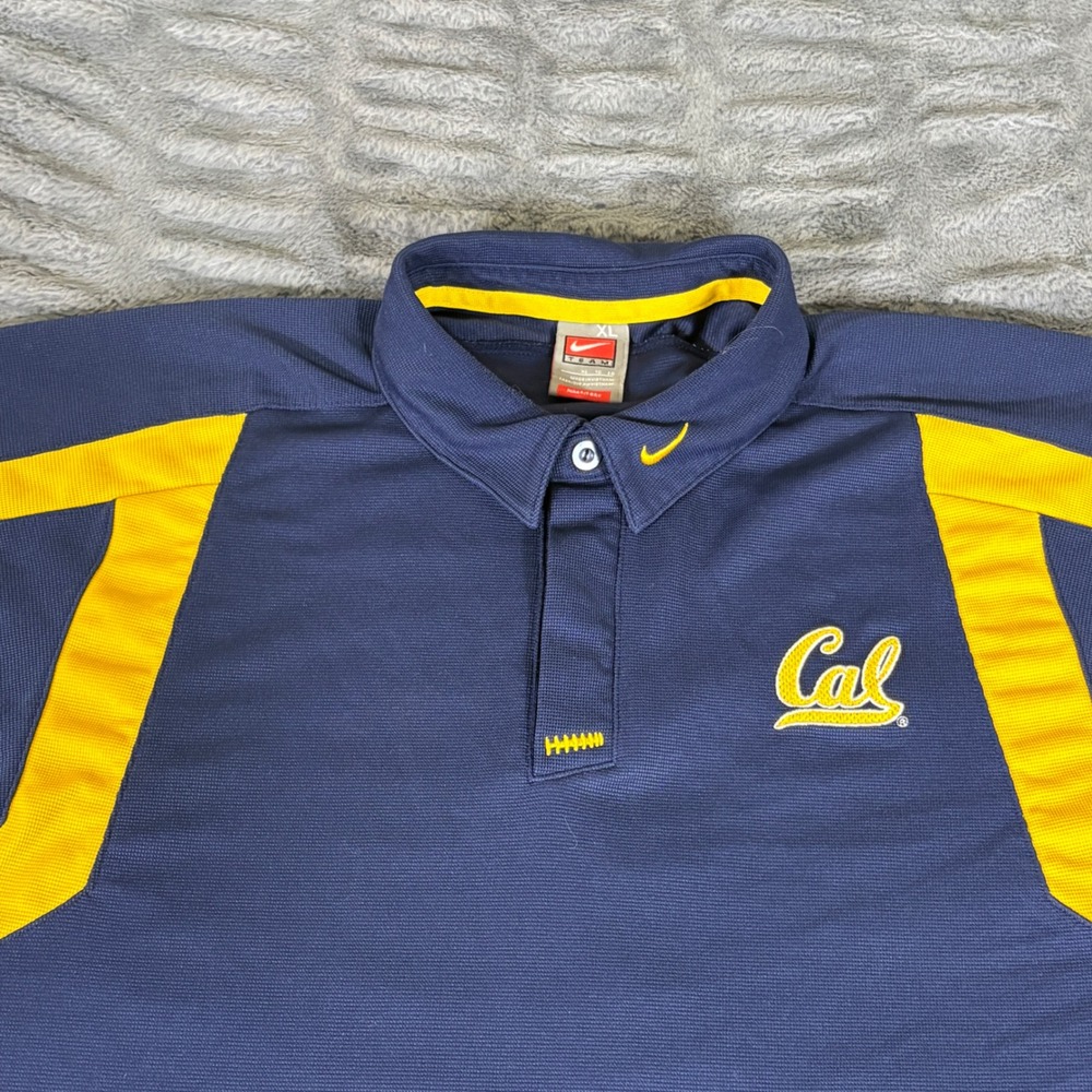 Nike Team Cal Berkeley Golden Bears Polo Shirt Mens XL Navy Blue Fit Dry NCAA